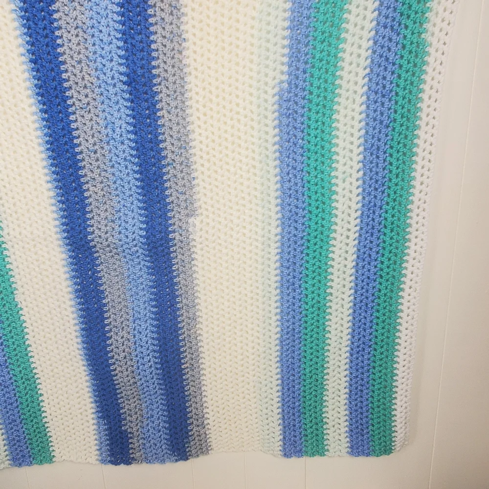 Handmade one of a kind crochet striped baby blanket 39